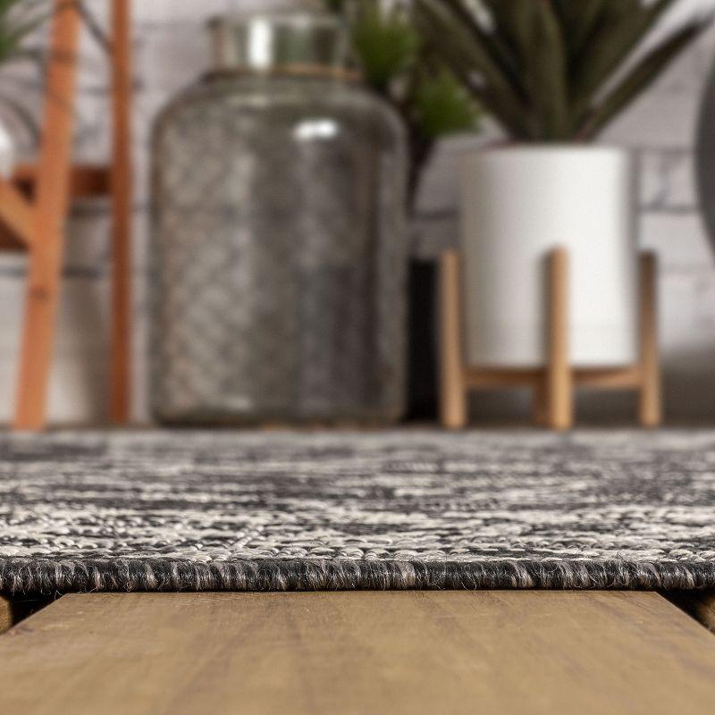 4'x6' Palazzo Vine and Border Textured Weave Indoor/Outdoor Area Rug, Black/Gray - JONATHAN Y