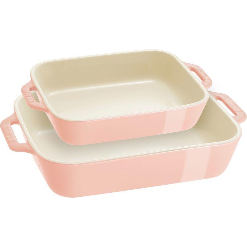 Staub Macaron Pastel Pink Rectangular Bakers, Set of 2