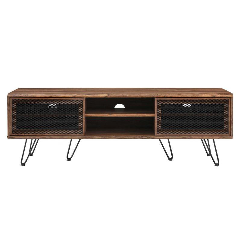 Modway Nomad 59" TV Stand – Mid-Century Entertainment Console with Slatted Doors and Open Shelves