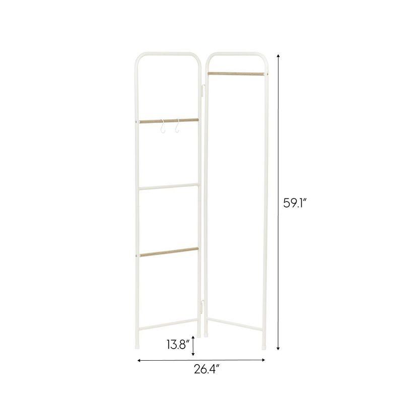 IRIS 2 Panel Free Standing Metal Garment Rack White