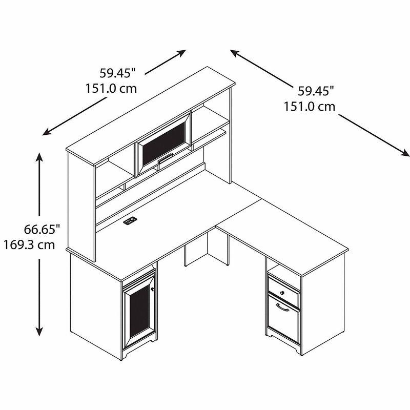 Cabot 60W L Shaped Computer Desk with Hutch Espresso Oak - Bush Furniture: Executive Workstation, Storage Hutch, File Drawer