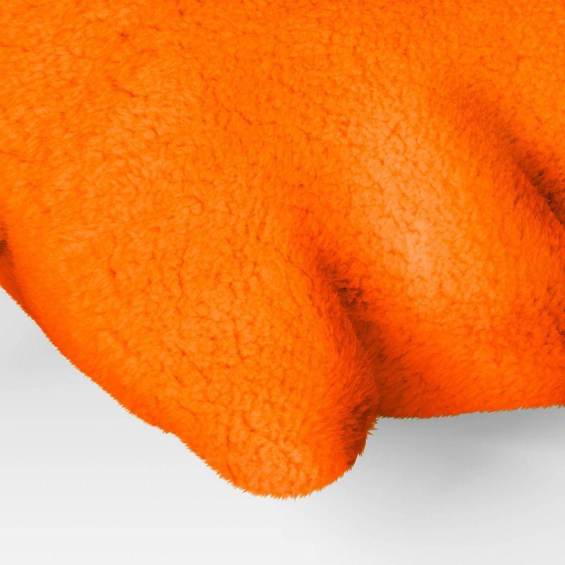 Ghost Shaped Faux Shearling Halloween Throw Pillow Orange - Hyde and EEK! Boutique™: Novelty Design, Indoor Decor, Polyester Fill