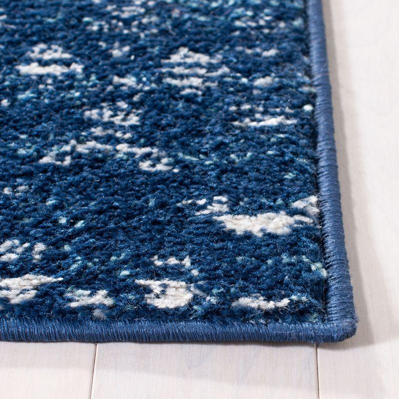 Blue Geometric Hand-knotted Synthetic 4' x 6' Rug