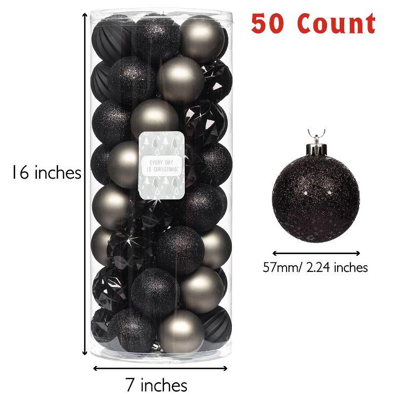 Every Day is Christmas Ornaments, Shatterproof Christmas Tree Ornament Set, Christmas Balls Decoration 50 Count (2.24"/57mm)