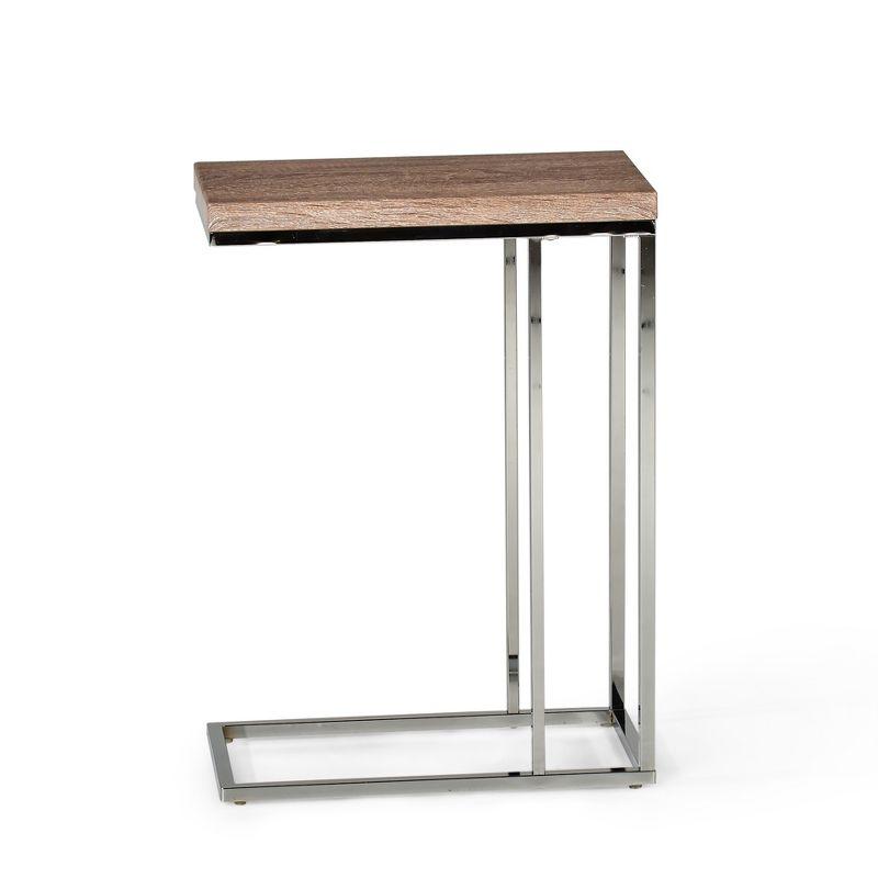 Lucia Chairside End Table Brown - Steve Silver: Chrome Frame, Wood Top, Space-Saving Design