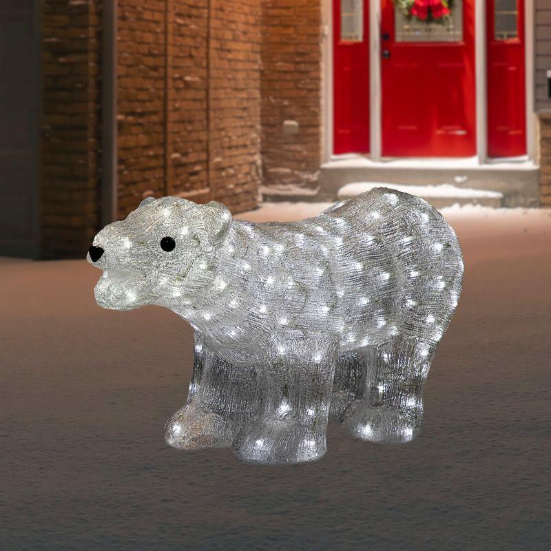 28" Pure White LED Acrylic Polar Bear Lawn Decoration