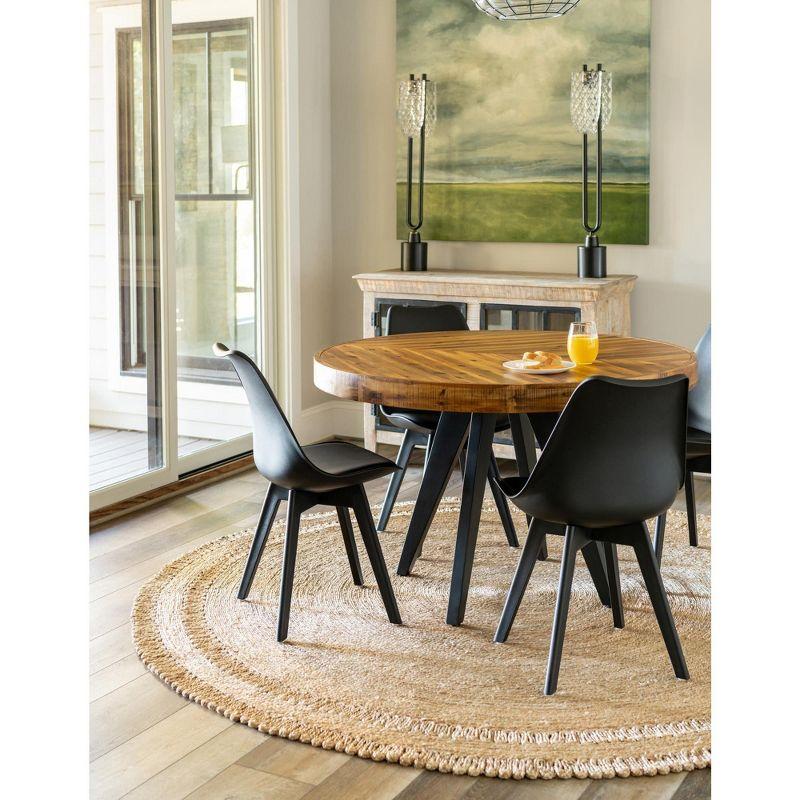 Handmade Round Brown Braided Jute Area Rug