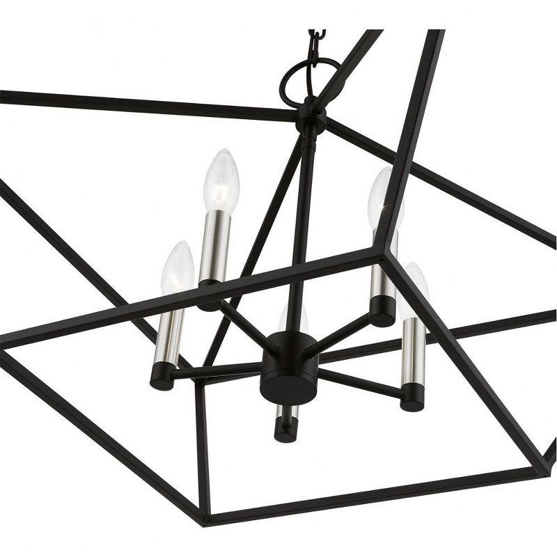 Devone Mini 5-Light Square Frame Chandelier in Black & Brushed Nickel