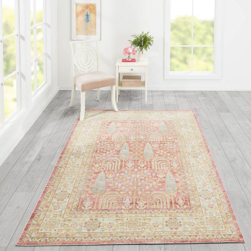 Momeni 2'3"x8' Isabella Arely Machine Loomed Runner Rug Pink: Geometric Medallion, Low Pile, Indoor, Polyester