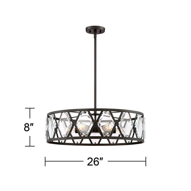 Elegant Bronze Crystal Drum Pendant Chandelier 31" Contemporary Sparkle