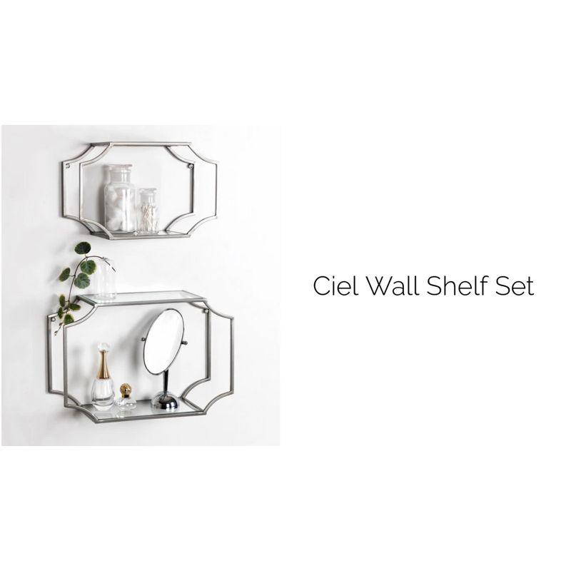 2pc 18" Ciel Modern Glam Metal Wall Shelf Set Silver - Kate & Laurel All Things Decor