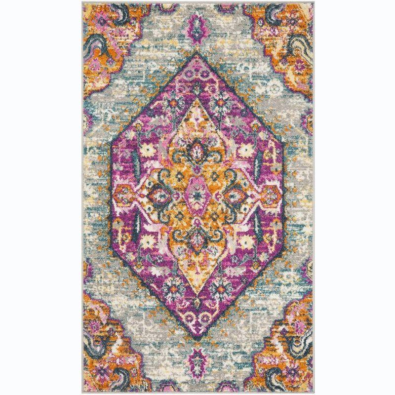 Madison MAD119 Power Loomed Indoor Accent Rug - Light Grey/Fuchsia - 3'x5' - Safavieh.