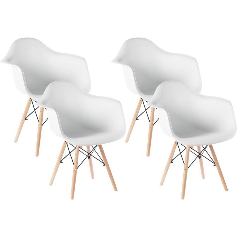 Classic White Mid-Century Modern Shell Side Chair with Beech Dowel Legs