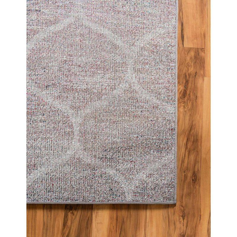 Unique Loom 4' 0 x 4' 0 Trellis Frieze Rounded Blue Multi Area Rug