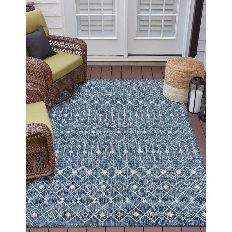 Unique Loom 7' 0 x 7' 0 Octagon Indoor/Outdoor Trellis Blue Area Rug
