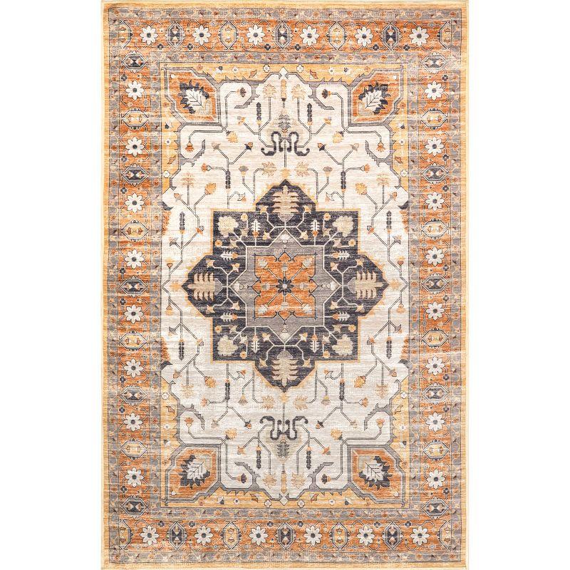 Nuloom Cira Traditional Vintage Machine Washable Indoor Area Rug, 5' x 8', Beige