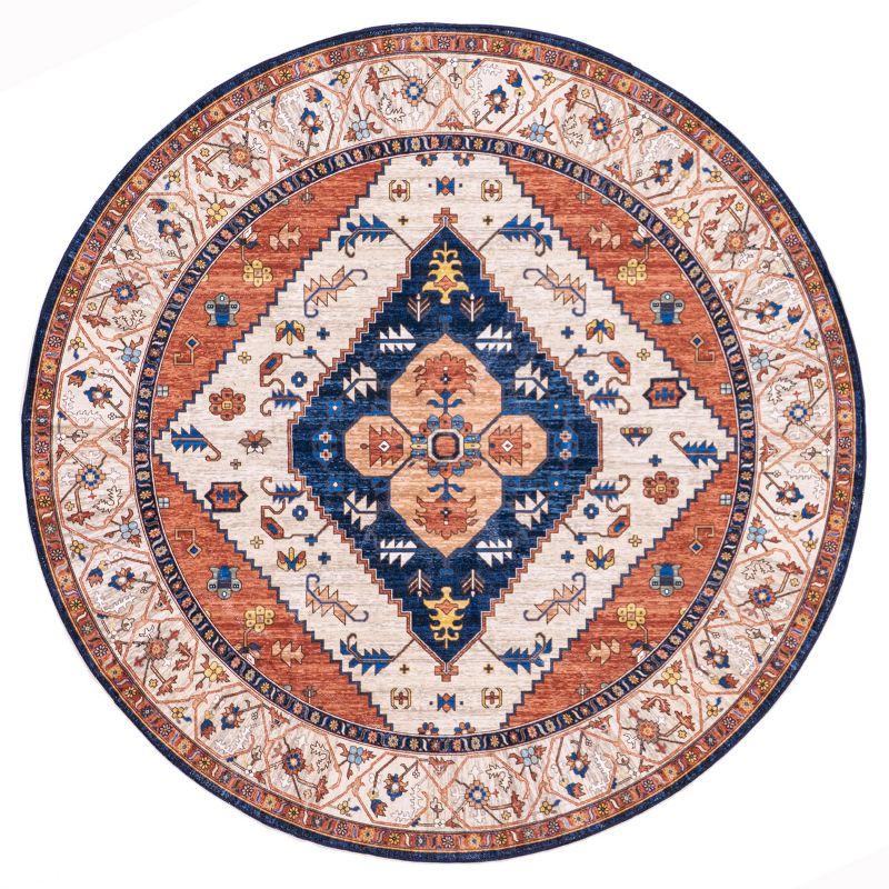 Nuloom Carolyn Pet Friendly Machine Washable Motif Area Rug, Round 6', Rust