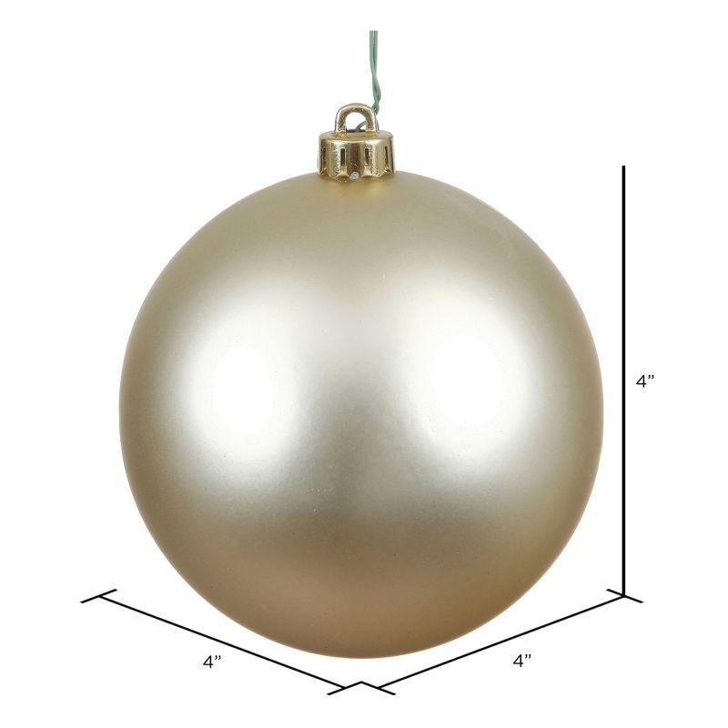 Champagne Matte Shatterproof Plastic Christmas Ball Ornaments, Set of 6