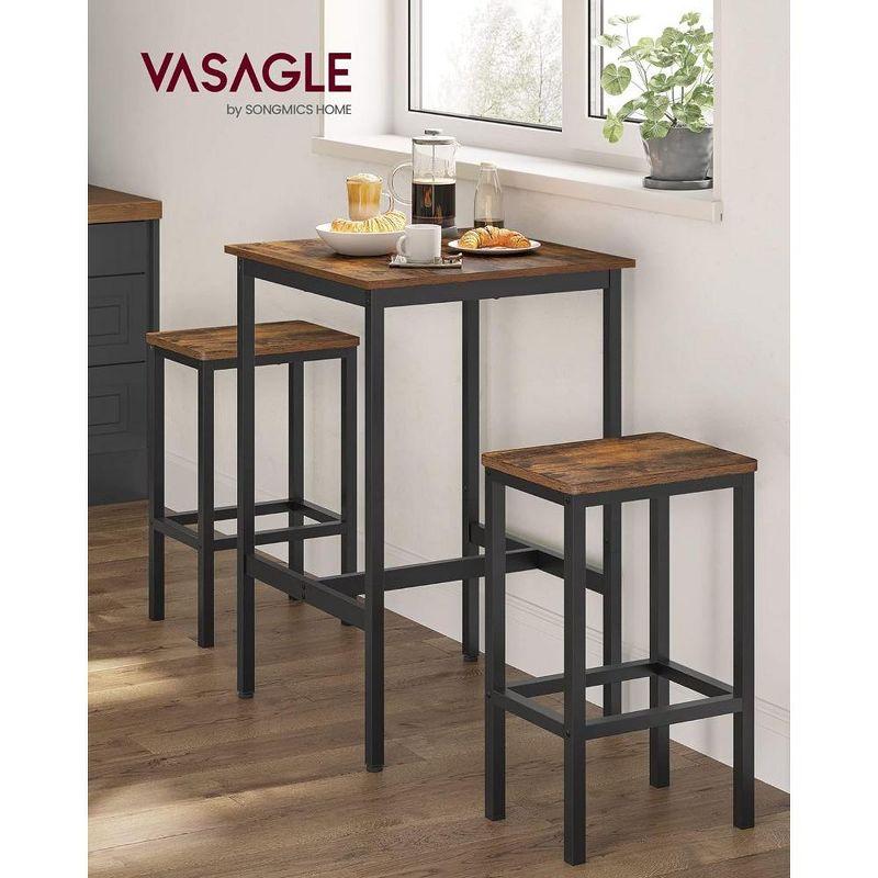 Rustic Brown and Black Particle Board Pub Table Set