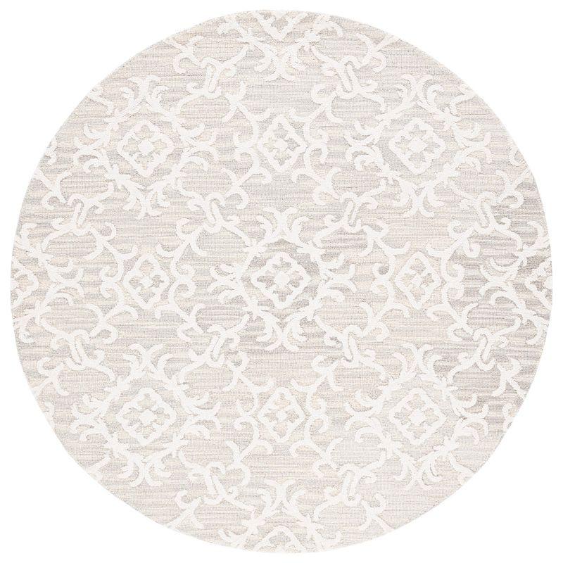 Blossom BLM104 Hand Tufted Area Rug - Grey/Ivory - 4' round - Safavieh.