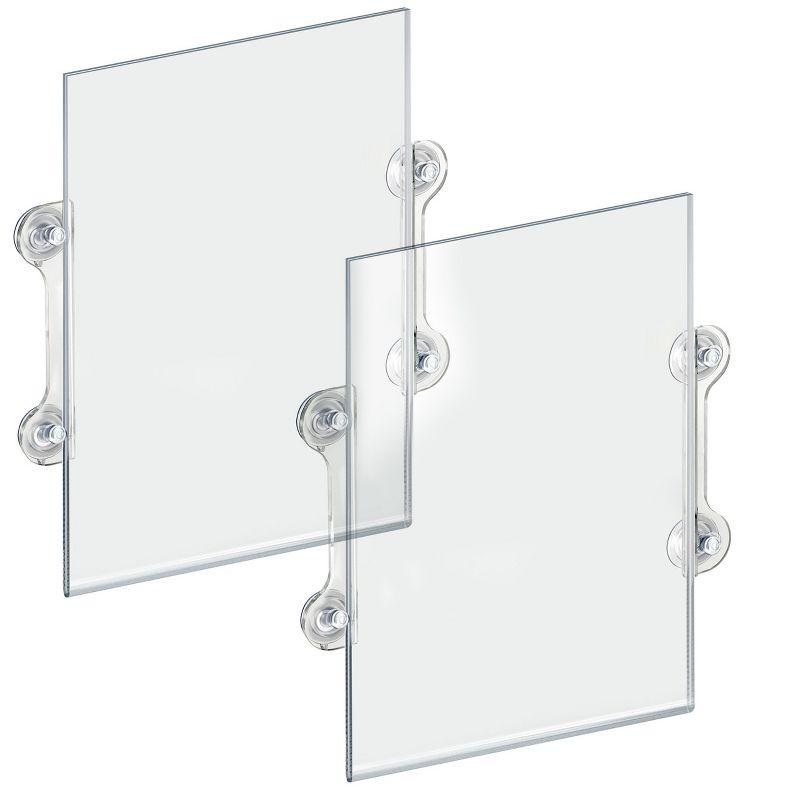 Azar Displays Clear Acrylic Window/Door Sign Holder Frame with Suction Cups 11"W x 17''H, 2-Pack