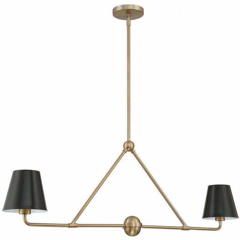 Xavier Gold and Black Steel 2-Light Chandelier