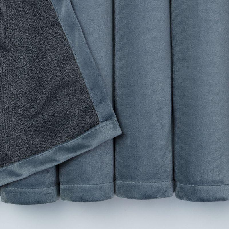 Chanasya 2pk Solid Velvet Room Darkening Blackout Privacy Window Curtain Panels - Set of 2 - 52 x 96 Inches Long - Slate Blue