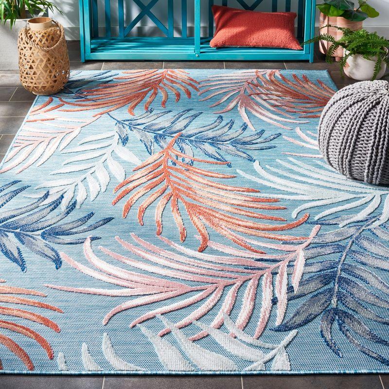 Cabana CBN458 Power Loomed UV Resistant Indoor/Outdoor Area Rug - Blue/Rust - 5'1"x7'6" - Safavieh