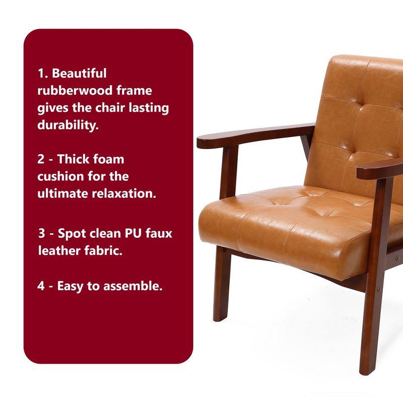 LuxenHome Accent Chair Living Room Upholstered Brown Armchair