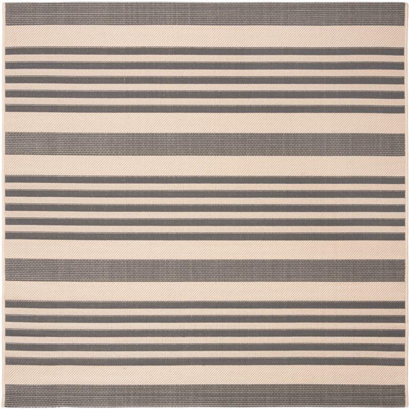 Modern Grey Square Synthetic Indoor/Outdoor Easy-Care Area Rug