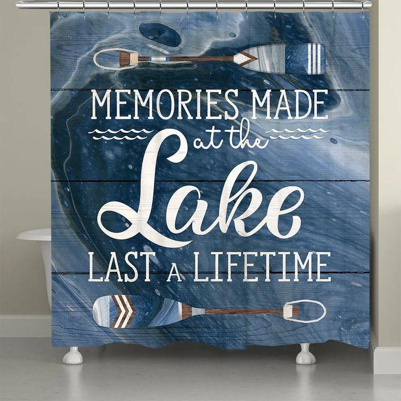 Blue Marble Lake-Themed Polyester Shower Curtain