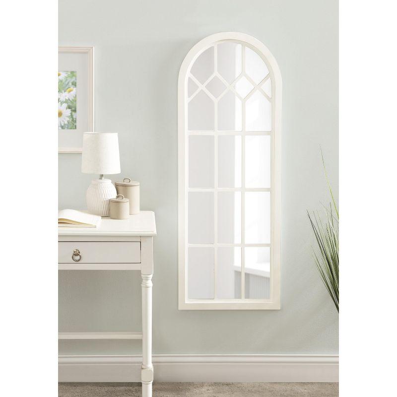 Kate and Laurel Gilcrest Arch Wood Windowpane Mirror, 18x47, White