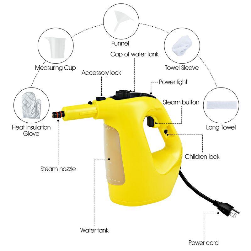 1400W Multipurpose Pressurized Steam Cleaner Mop W/ 17 Pieces Accessories Yellow