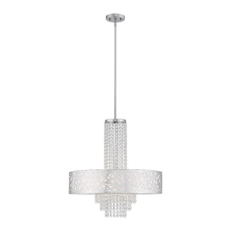 Polished Chrome 5-Light Drum Chandelier with Crystal Accents