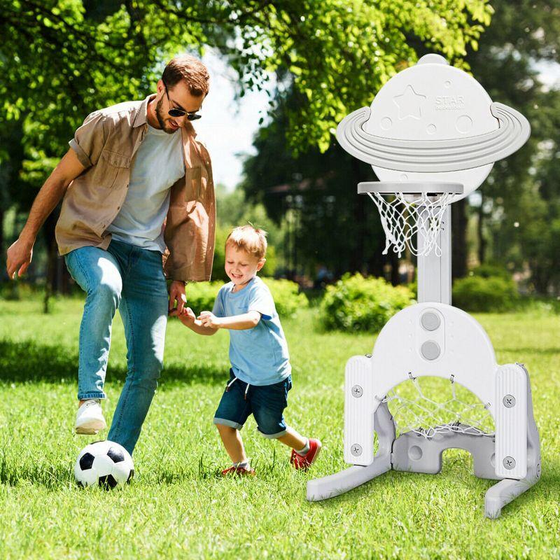 Costway 3 in 1 Kids Basketball Hoop Set Adjustable Sports Activity Center w/ Balls White