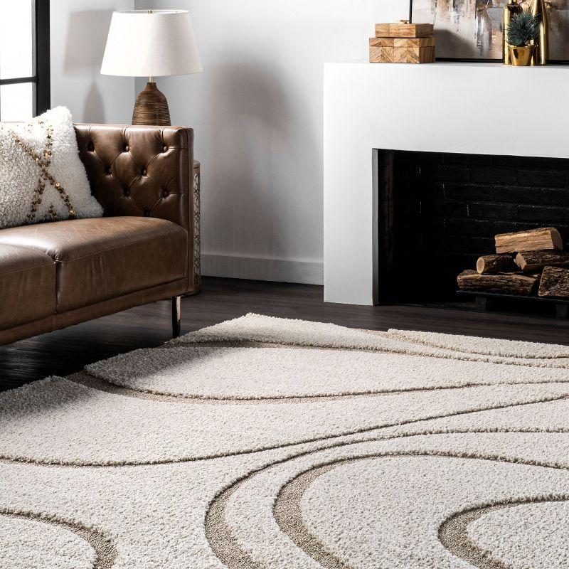 Nuloom Carolyn Abstract 8x11 Shag Indoor Area Rug for Living Room Bedroom Dining Room Nursery, Cream/Beige
