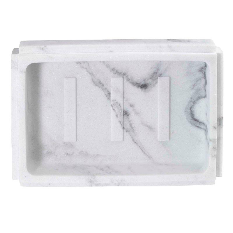 Catania White and Gray Marble Look Resin Soap Dish