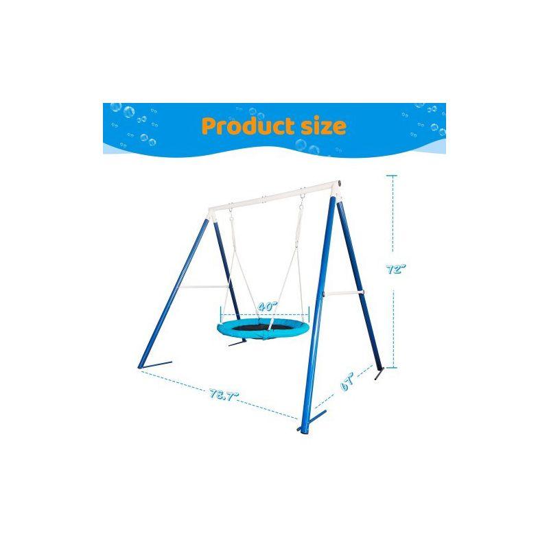 Kids Swing Set, Saucer Swing With Heavy Duty Outdoor A-Frame Metal Swing Stand For Playground Backyard, Style 2