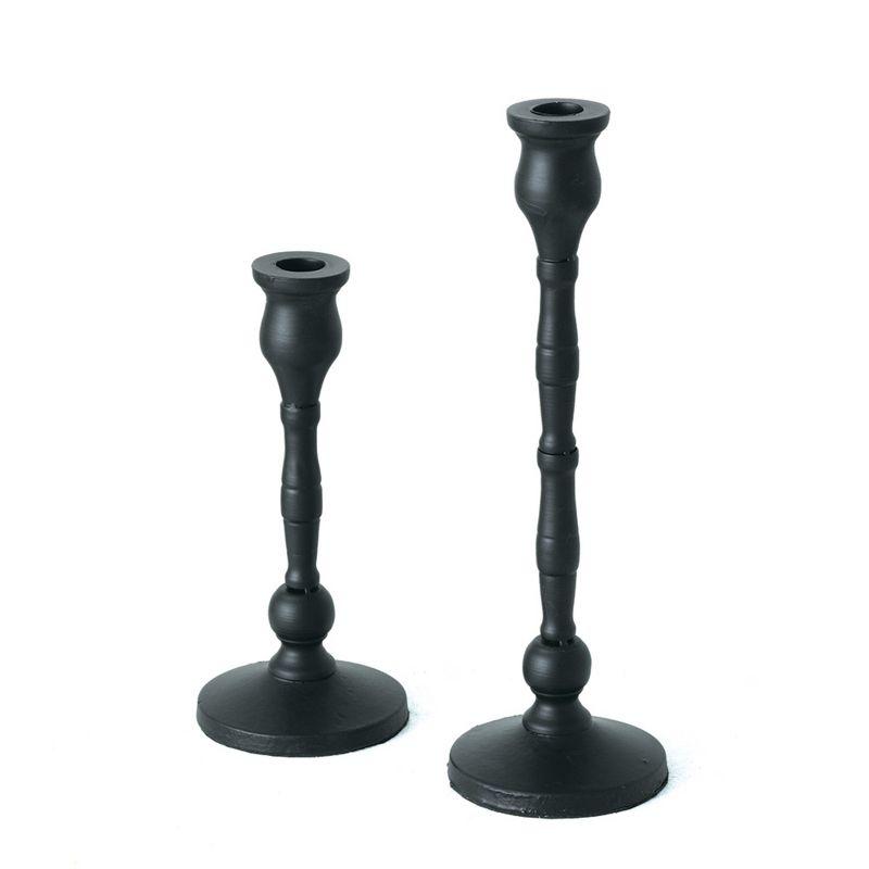 Sullivans Set Of 2 Iron Taper Candle Holders 12.5"H & 15.25"H Black
