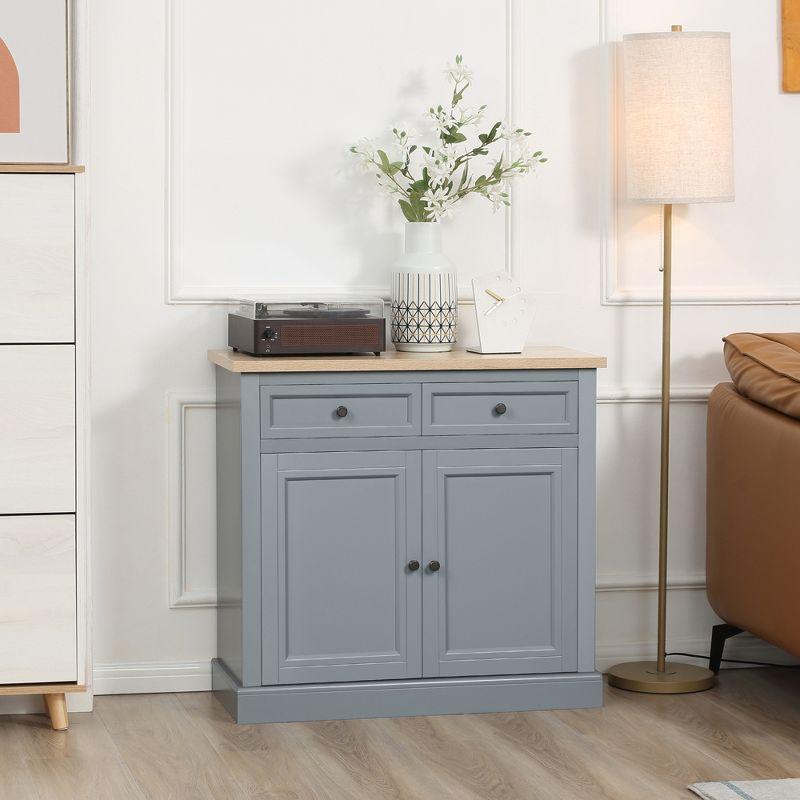 HOMCOM Sideboard Buffet Cabinet with Storage Drawers, 2 Door Kitchen Storage Cabinet with Adjustable Shelves, Coffee Bar for Living Room, Dark Gray