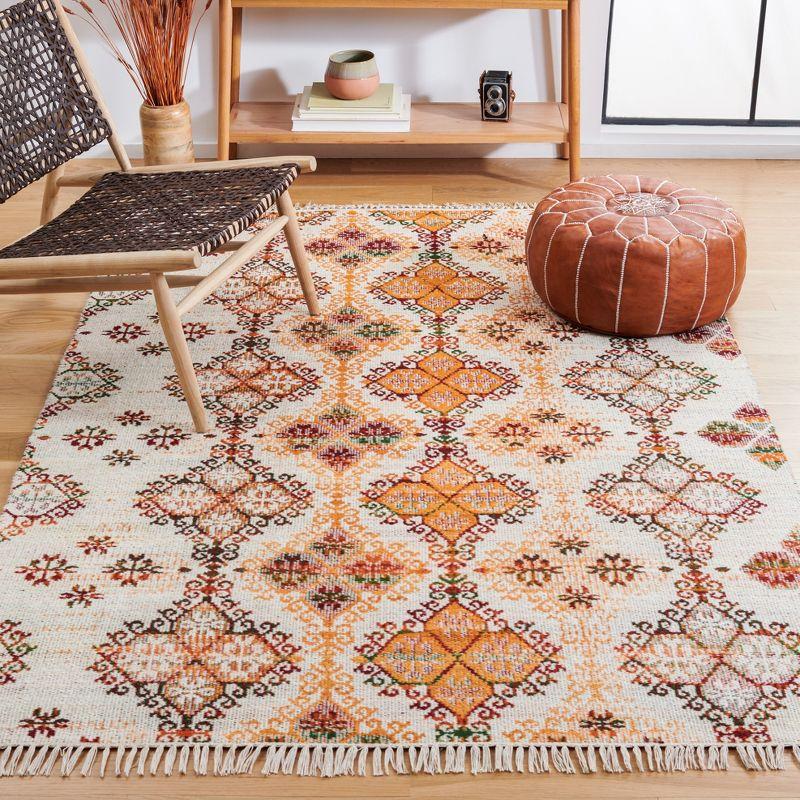 Ivory and Gold Handmade Wool Kilim Area Rug