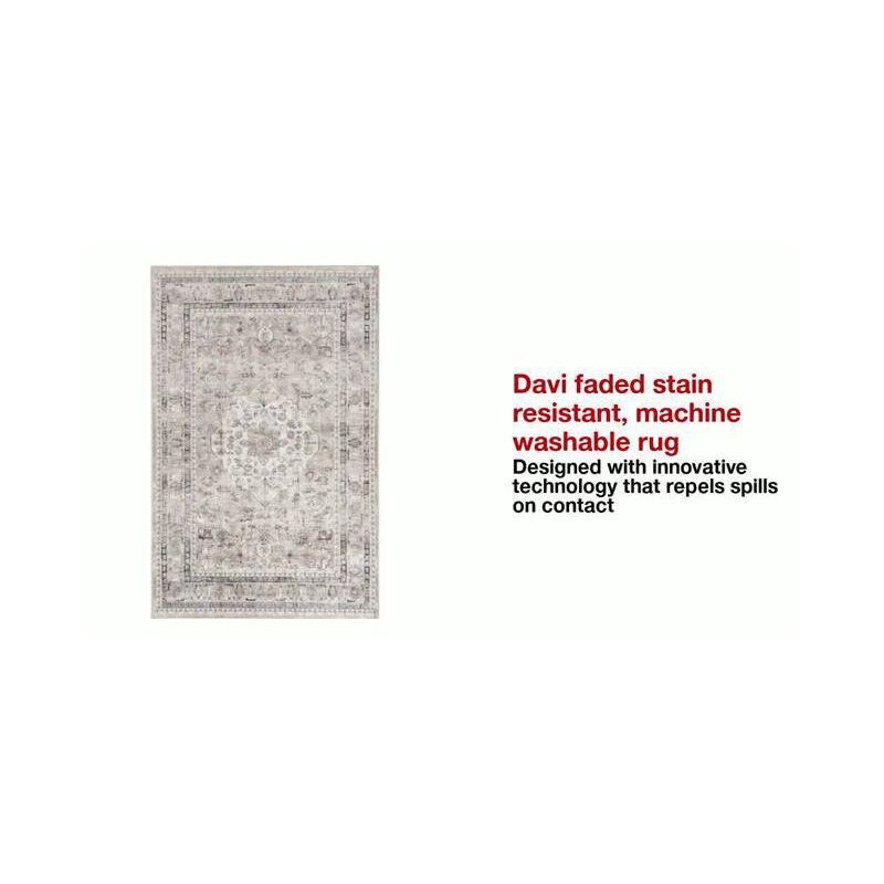 Elegant Gray 22" x 14" Synthetic Easy-Care Rectangular Area Rug