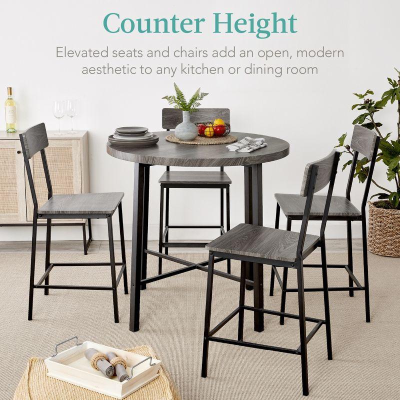 Best Choice Products 5-Piece Modern Round Counter Height Dining Set w/ 4 Chairs, 1.5in Thick Table