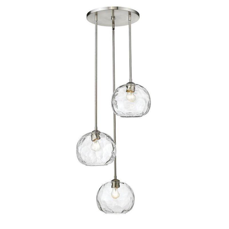 Chloe 3-Light Brushed Nickel Glass Pendant Chandelier