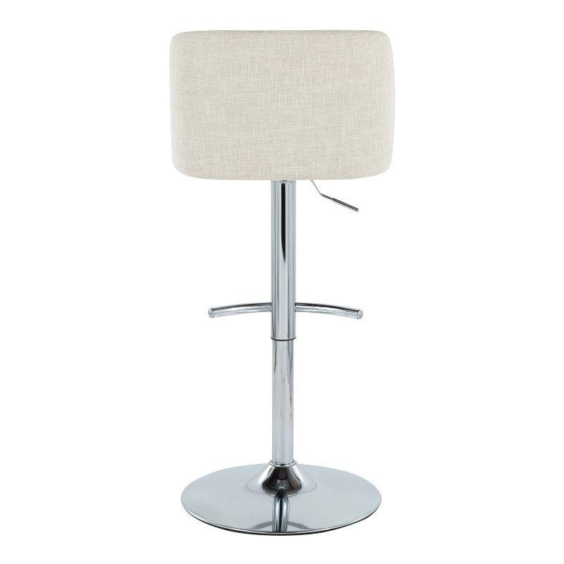 Cream Upholstered Adjustable Swivel Barstools with Chrome Base