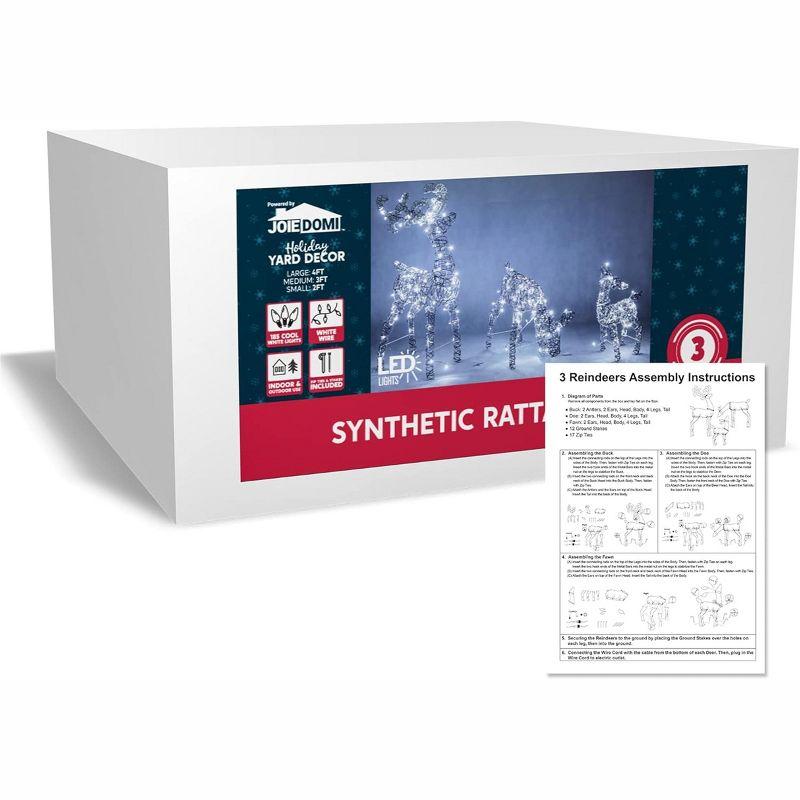 Joiedomi 3 Packs Christmas Decoration Deer Family, 185 LED Lighted Rattan Reindeers Yard Lights, Christmas Outdoor Decorations for Yard Garden Lawn, Xmas Decor, Cool White Deer