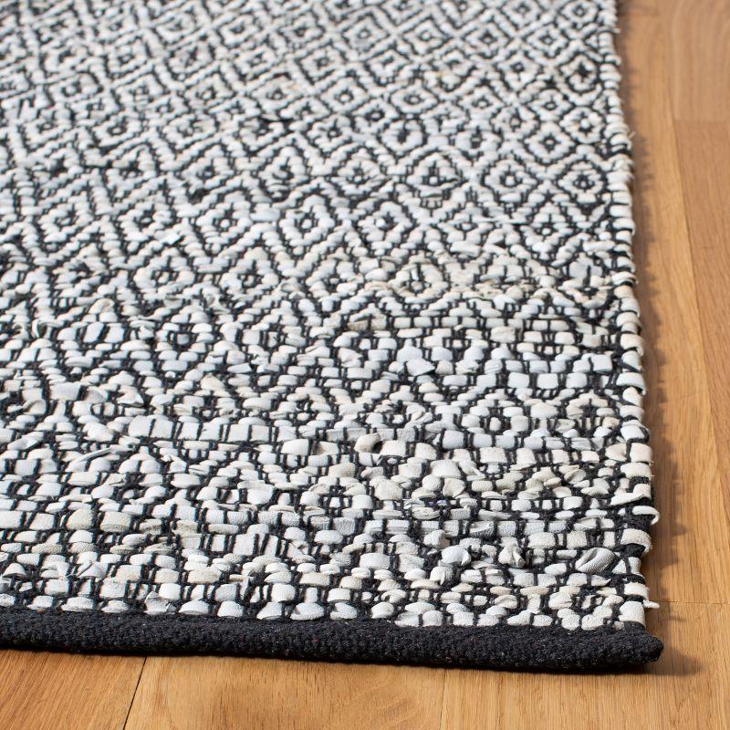 Vintage Leather VTL388 Hand Woven Indoor Area Rug - Light Grey/Black - 6'x9' - Safavieh