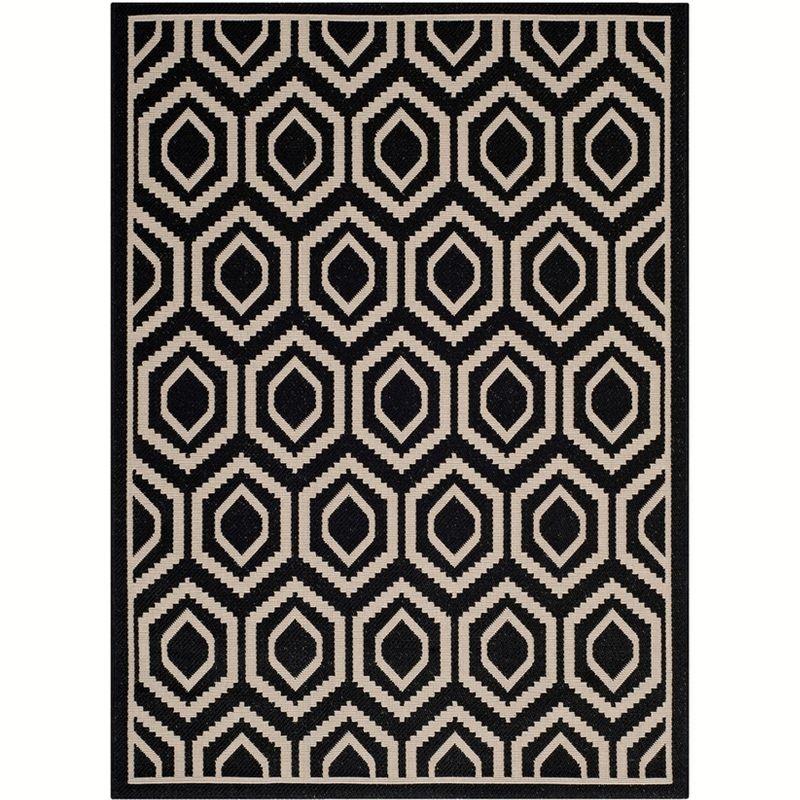 Courtyard CY6902 Power Loomed Indoor and Outdoor Area Rug - Black/Beige - 5'3"x7'7" - Safavieh