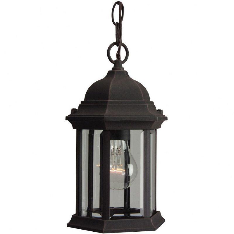 Rust Finish Hexagonal Aluminum Outdoor Hanging Lantern