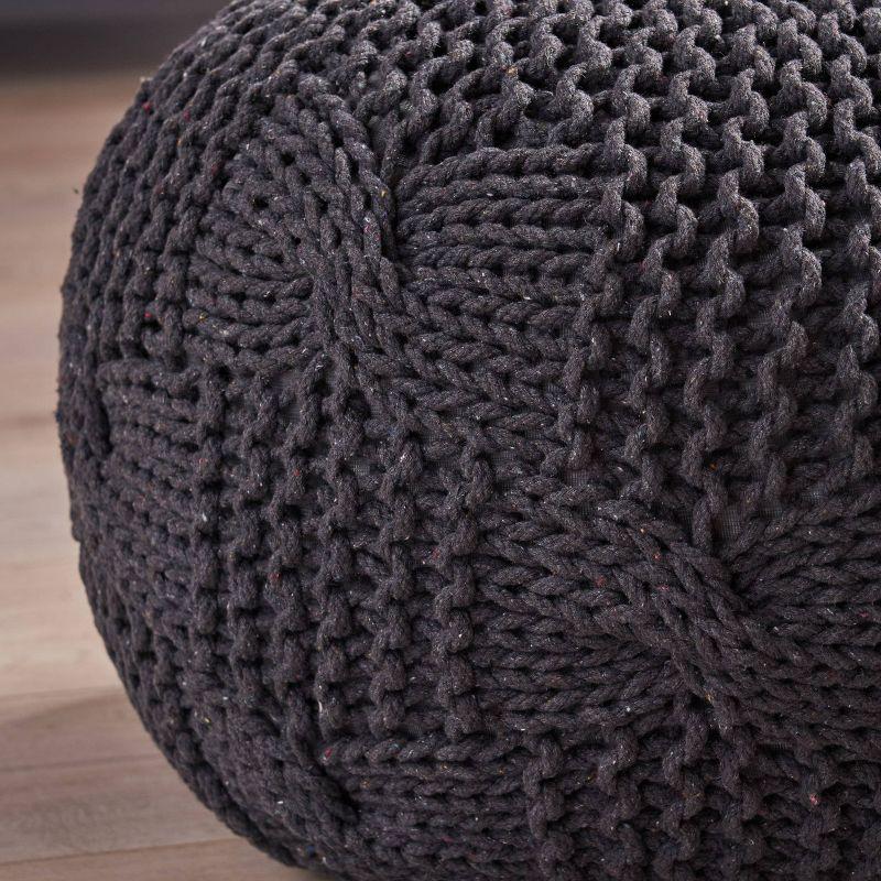 Anouk Knitted Cotton Pouf Dark Gray - Christopher Knight Home